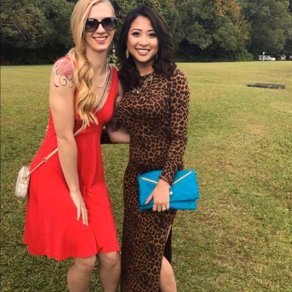 Animal print dress with side slit